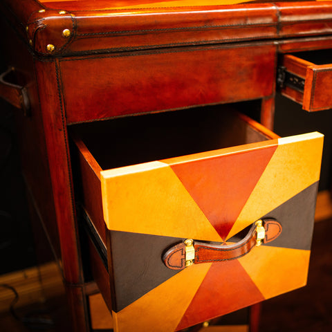 Leather Tri-Colour Writing Desk - Handcrafted