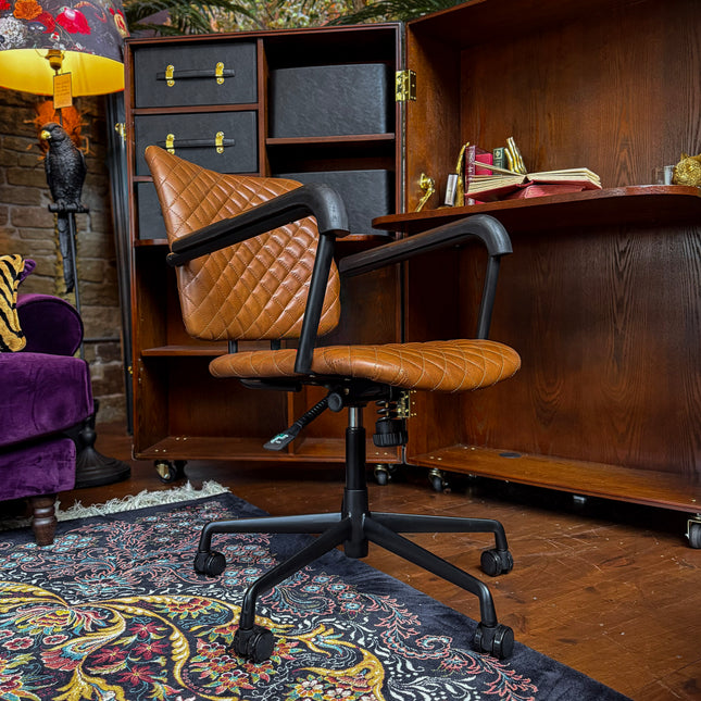 Leather Swivel Chair in Vintage Leather