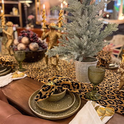 Leopard Gold Table Runner and Napkin Set