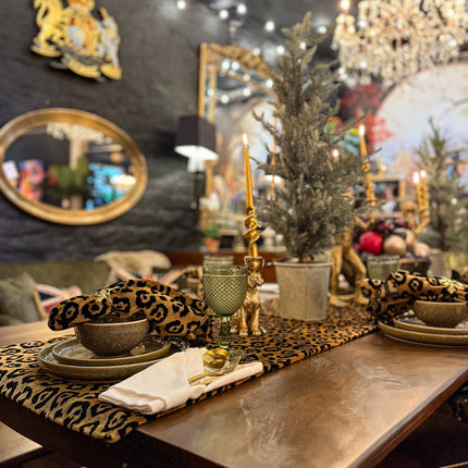 Leopard Gold Table Runner and Napkin Set