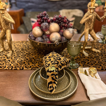 Leopard Gold Table Runner and Napkin Set