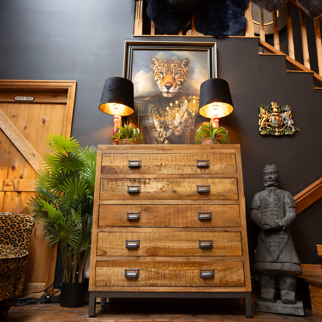 Dowton Mango Wood 5 Drawer Chest Cabinet - Promo