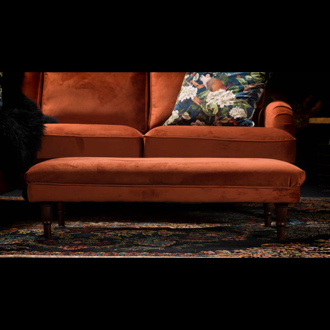 Albert Footstool in Plush Marmalade Velvet - Clearance