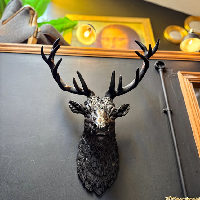 Matt Black Stag Wall Head