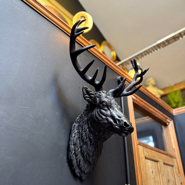 Matt Black Stag Wall Head