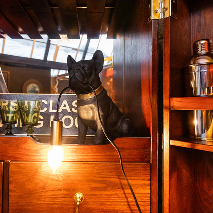 Matt Black and Gold Gentry Pug Table Lamp