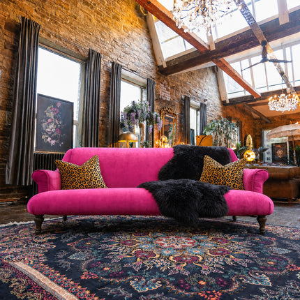 Maverick 4 Seater Sofa in Pink Opulence Fuschia Velvet