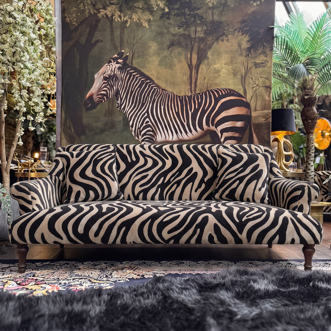 Maverick 4 Seater Sofa in Zebra Cream Stripe