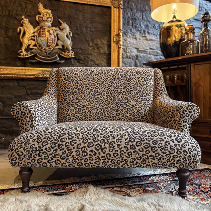 Maverick Loveseat Snuggler Sofa in Leopard Cream