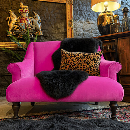 Maverick Loveseat Snuggler in Pink Opulence Fuschia Velvet