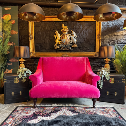 Maverick Loveseat in Opulence Pink Fuschia Velvet - Clearance