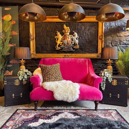 Maverick Loveseat in Opulence Pink Fuschia Velvet - Clearance