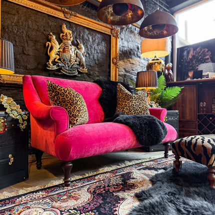 Maverick 2 Seater Sofa in Pink Opulence Fuschia Velvet
