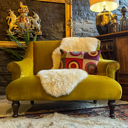 Maverick Loveseat Snuggler in Opulence Gold Citrene Velvet