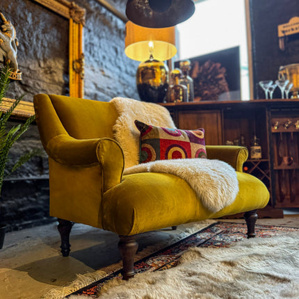 Maverick Loveseat Snuggler in Opulence Gold Citrene Velvet