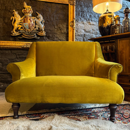 Maverick Loveseat Snuggler in Opulence Gold Citrene Velvet