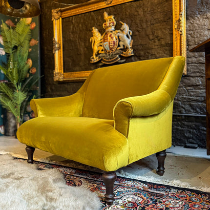 Maverick Loveseat Snuggler in Opulence Gold Citrene Velvet