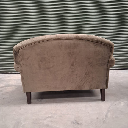 Mayfair Loveseat Snuggler in Plush Khaki Velvet- Ex Display