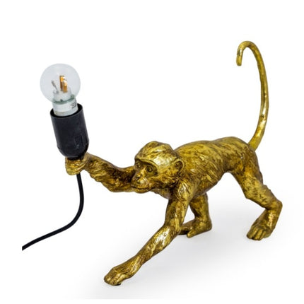 Antique Gold Crawling Monkey Table Lamp