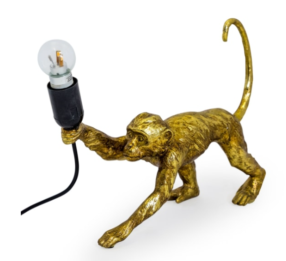 Antique Gold Crawling Monkey Table Lamp