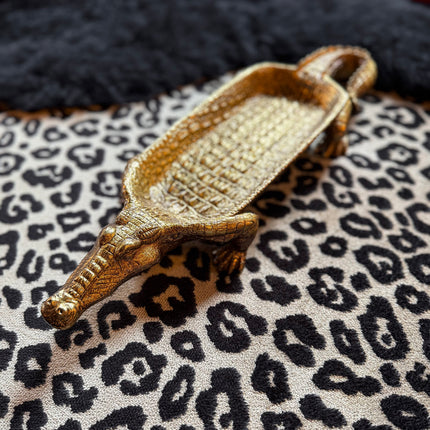 Medium Gold Crocodile Tray Decoration