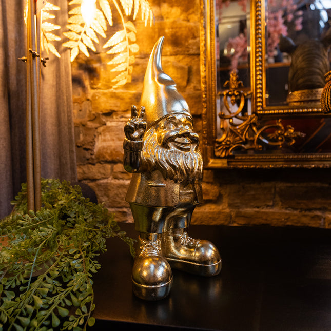 Medium Gold Peace Gnome Figure