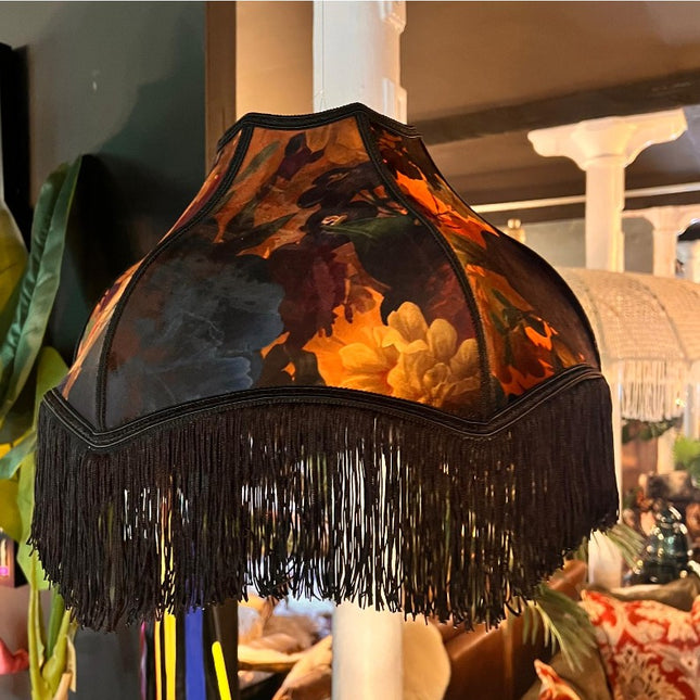 Fringed Lampshade in Opal Flora - (Various Sizes)
