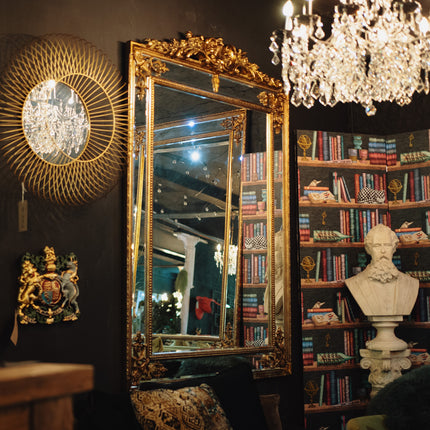 Large Gold French Mirror with Crest