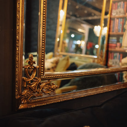 Large Gold French Mirror with Crest