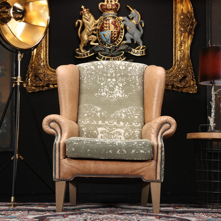 Montana Tetrad Wing Chair in Atacama Leather & Bagru Khaki