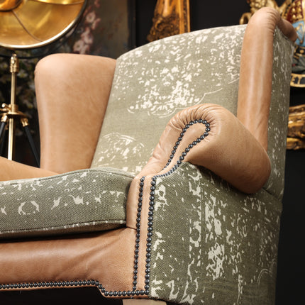 Montana Tetrad Wing Chair in Atacama Leather & Bagru Khaki