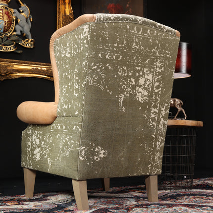 Montana Tetrad Wing Chair in Atacama Leather & Bagru Khaki