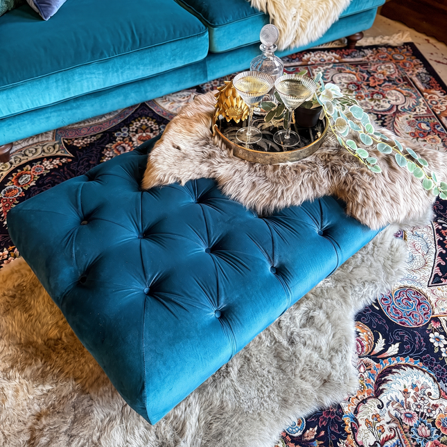 Monty Chesterfield Footstool in Opulence Velvet
