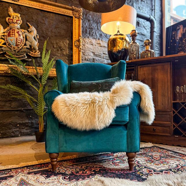 Monty High Back Chesterfield Wingback Armchair in Opulence Velvet