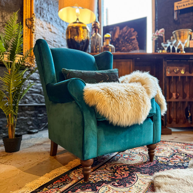 Monty High Back Chesterfield Wingback Armchair in Opulence Velvet