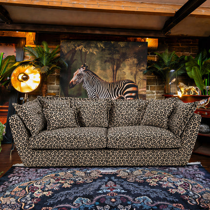 Moorland 4 Seater Sofa in Leopard Cream Pattern