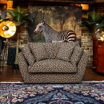 Moorland Loveseat Snuggler Sofa in Leopard Cream Pattern