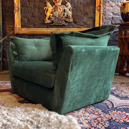 Moorland Loveseat Snuggler in Plush Emerald Velvet