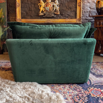 Moorland Loveseat Snuggler in Plush Emerald Velvet
