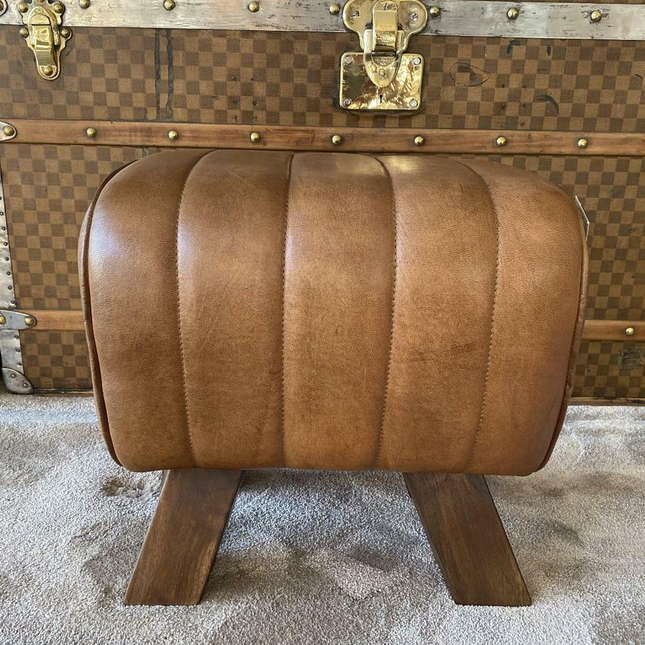Footstool Brown Leather Pommel Horse