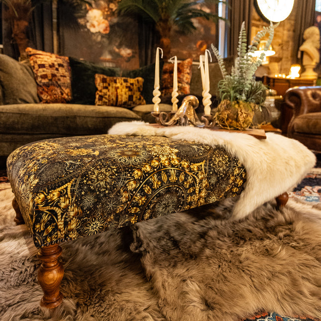 New - Selfridges Deluxe Footstool in Celestial Gilded Velvet