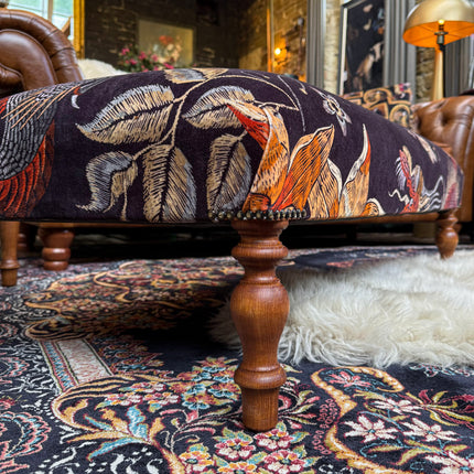 New - Selfridges Deluxe Buttoned Footstool in Imperial Phoenix Dragon Velvet