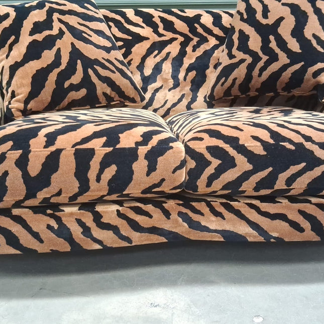 Oliver 2 Seater in Zebra Gold Animal Fabric - Ex Display