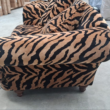 Oliver 2 Seater in Zebra Gold Animal Fabric - Ex Display