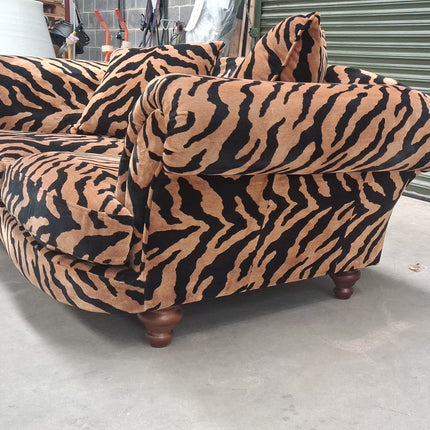 Oliver 2 Seater in Zebra Gold Animal Fabric - Ex Display