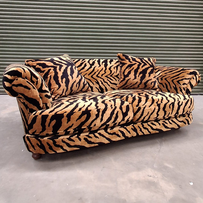 Oliver 3 Seater Sofa in Zebra Gold Animal Fabric - Factory Seconds