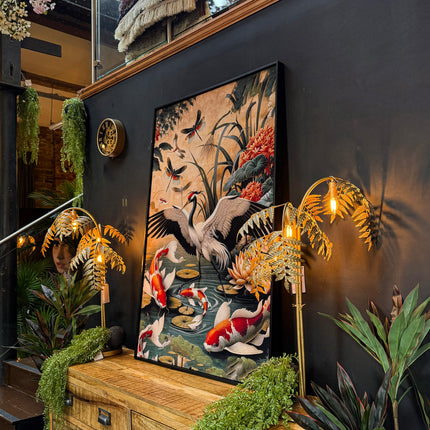Oriental Crane & Koi Canvas Wall Art (Various Sizes)