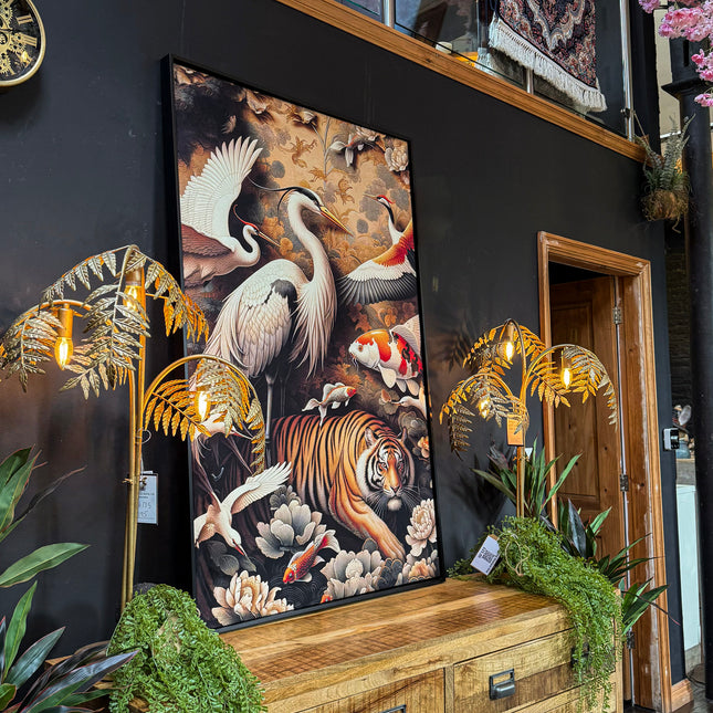 Oriental Tiger & Proud Crane Wall Art (Various Sizes)