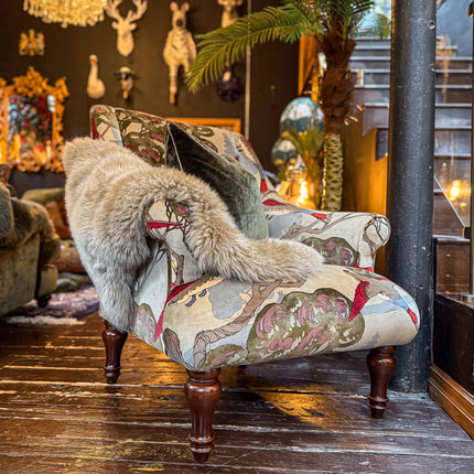 Osborn Armchair in Mulberry Flying Ducks Velvet