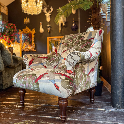 Osborn Armchair in Mulberry Flying Ducks Velvet